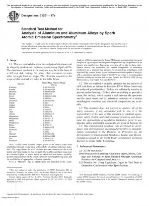 Test Method for Analysis of Aluminum and Aluminum Alloys by Atomic Emission Spectrometry