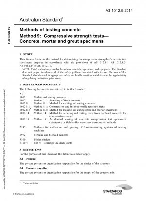 Methods of testing concrete, Method 9: Compressive strength tests — Concrete, mortar and grout specimens