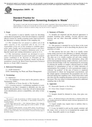 Standard Practice for Physical Description Screening Analysis in Waste