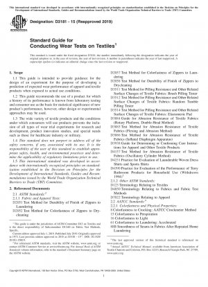 Standard Guide for Conducting Wear Tests on Textiles