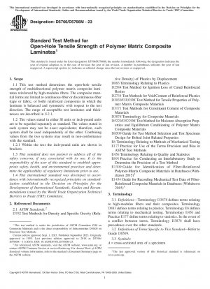 Standard Test Method for Open-Hole Tensile Strength of Polymer Matrix Composite Laminates