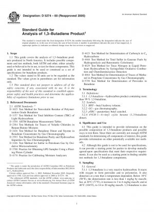 Standard Guide for Analysis of 1,3-Butadiene Product