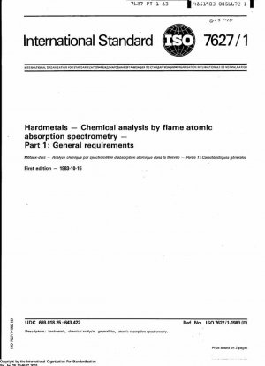 Methods for chemical analysis of hardmetals Flame atomic absorption spectrometry General requirements 