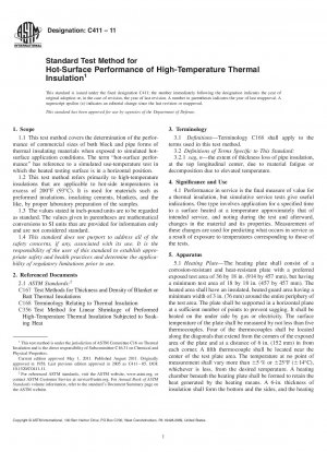 Standard Test Method for  Hot-Surface Performance of High-Temperature Thermal Insulation