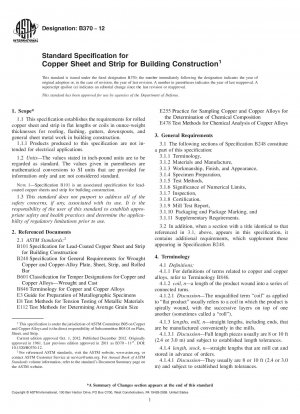 Standard Specification for  Copper Sheet and Strip for Building Construction