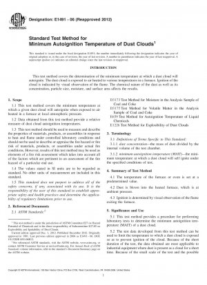 Standard Test Method for  Minimum Autoignition Temperature of Dust Clouds