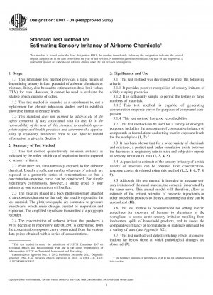 Standard Test Method for  Estimating Sensory Irritancy of Airborne Chemicals