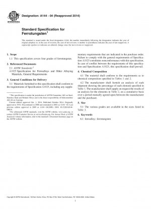 Standard Specification for  Ferrotungsten