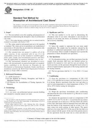 Standard Test Method for Absorption of Architectural Cast Stone
