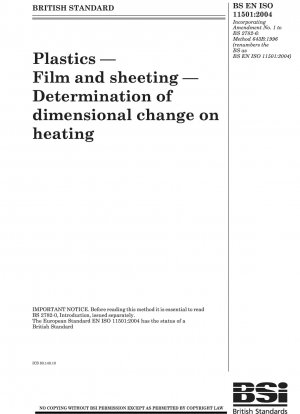 Plastics. Film and sheeting. Determination of dimensional change on heating. Determination of dimensional change on heating of film and sheeting