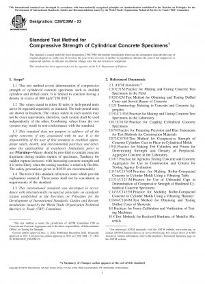 Standard Test Method for Compressive Strength of Cylindrical Concrete Specimens