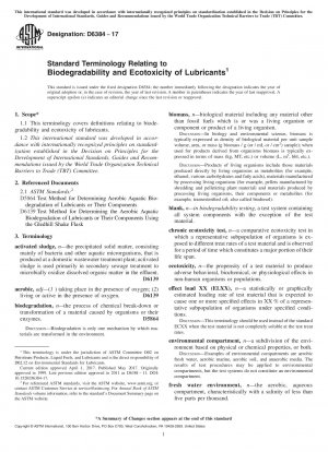 Standard Terminology Relating to  Biodegradability and Ecotoxicity of Lubricants