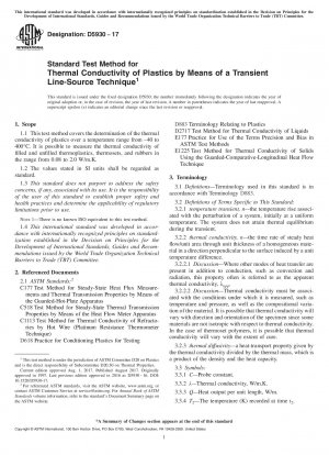 Standard Test Method for  Thermal Conductivity of Plastics by Means of a Transient Line-Source  Technique