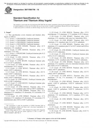 Standard Specification for Titanium and Titanium Alloy Ingots