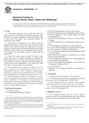 Standard Practice for  Greige Woven Glass Tapes and Webbings