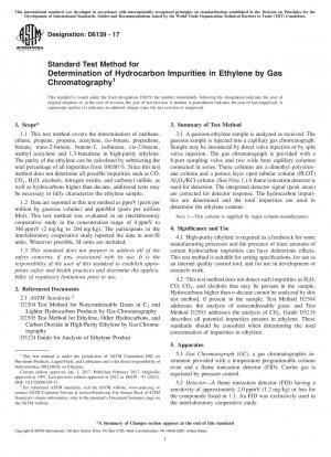 Standard Test Method for Determination of Hydrocarbon Impurities in Ethylene by Gas Chromatography