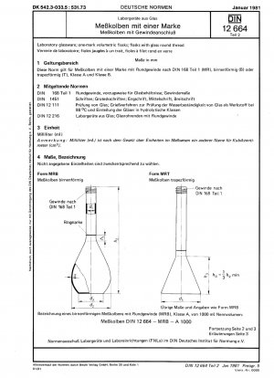 Laboratory glassware; one-mark volumetric flasks, flasks with glass round thread