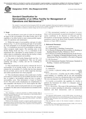 Standard Classification for Serviceability of an Office Facility for Management of Operations and Maintenance