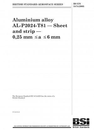 Aerospace series - Aluminium alloy AL-P2024-T81 - Sheet and strip - 0,25 mm $3l a <LE> 6 mm