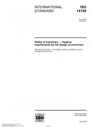 Safety of machinery - Hygiene requirements for the design of machinery