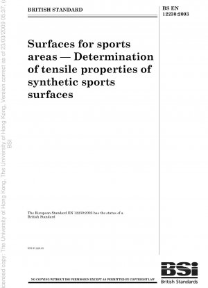 Surfaces for sports areas - Determination of tensile properties of synthetic sports surfaces