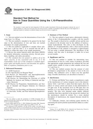 Standard Test Method for Iron in Trace Quantities Using the 1,10-Phenanthroline Method