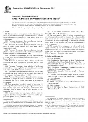 Standard Test Methods for  Shear Adhesion of Pressure-Sensitive Tapes