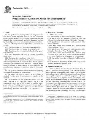 Standard Guide for Preparation of Aluminum Alloys for Electroplating