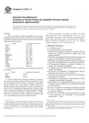 Standard Test Method for Analysis of Nickel Alloys by Graphite Furnace Atomic Absorption Spectrometry