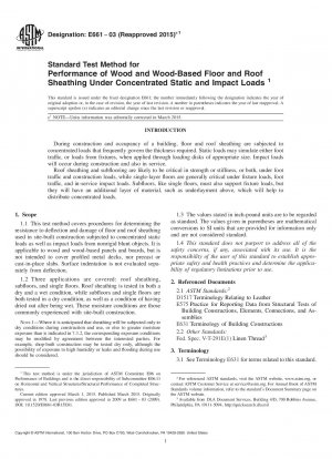 Standard Test Method for Performance of Wood and Wood-Based Floor and Roof Sheathing  Under Concentrated Static and Impact Loads