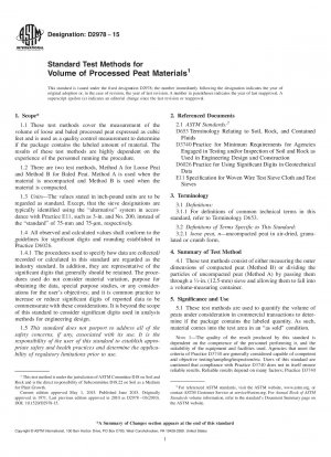 Standard Test Methods for Volume of Processed Peat Materials