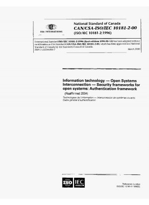 Information Technology - Open Systems Interconnection - Security Frameworks for Open Systems: Authentication Framework