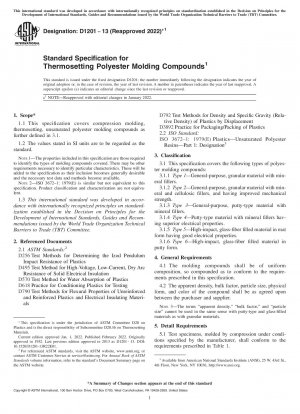 Standard Specification for Thermosetting Polyester Molding Compounds