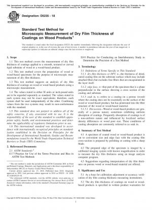 Standard Test Method for Microscopic Measurement of Dry Film Thickness of Coatings on Wood Products