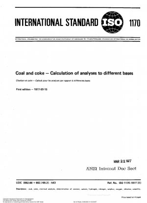 Coal and coke; Calculation of analyses to different bases