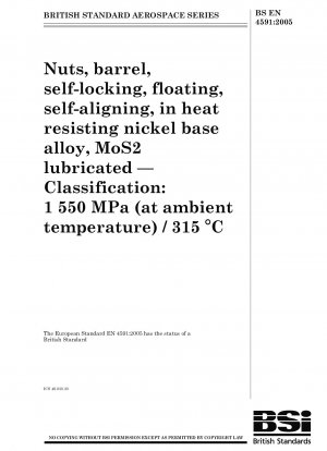 Aerospace series - Nuts, barrel, self-locking, floating, self-aligning,in heat resisting nickel base alloy, MoS2 lubricated - Classification: 15 50 MPa (at ambient temperature) / 315 °C