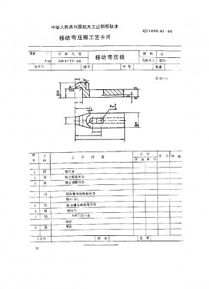 Machine tool fixture parts and components process card mobile bending platen