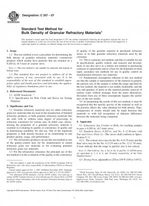 Standard Test Method for Bulk Density of Granular Refractory Materials