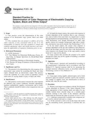 Standard Practice for Determination of Color Response of Electrostatic Copying System, Black and White Output