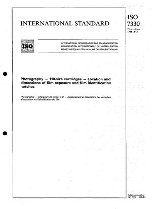 Photography; 110-size cartridges; location and dimensions of film exposure and film identification notches