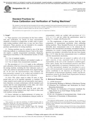 Standard Practices for Force Verification of Testing Machines