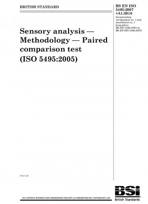Sensory analysis — Methodology — Paired comparison test