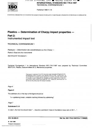 Plastics - Determination of Charpy impact properties - Part 2: Instrumented impact test