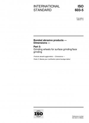Bonded abrasive products - Dimensions - Part 5: Grinding wheels for surface grinding/face grinding