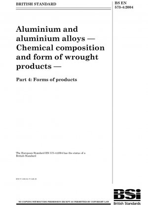 Aluminium and aluminium alloys - Chemical composition and form of wrought products - Forms of products