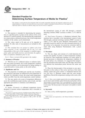 Standard Practice for  Determining Surface Temperature of Molds for Plastics