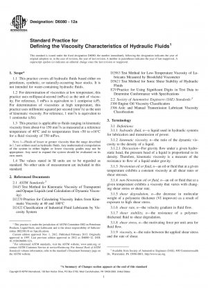 Standard Practice for Defining the Viscosity Characteristics of Hydraulic Fluids