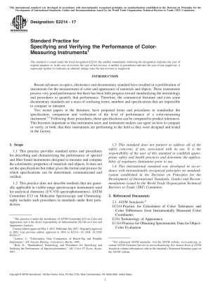 Standard Practice for Specifying and Verifying the Performance of Color-Measuring Instruments