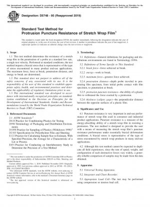 Standard Test Method for Protrusion Puncture Resistance of Stretch Wrap Film