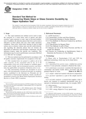 Standard Test Method for Measuring Waste Glass or Glass Ceramic Durability by Vapor Hydration Test